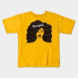 African American Black Woman Therapist Afro Kids T-Shirt